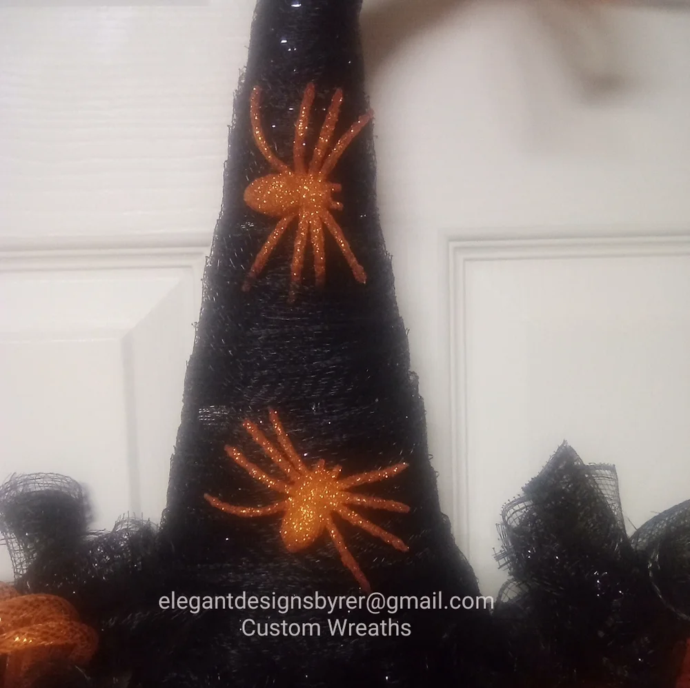 Black and Orange Witch Hat Wreath